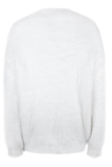 Костюм "Орланда" белый, ангора, пушистый + брошь "Камелия"