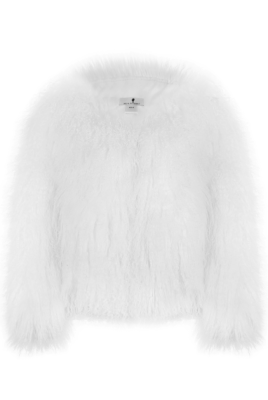 Шуба (полушубок) "Лорель" белая, мех лама (натуральный) 62 см.