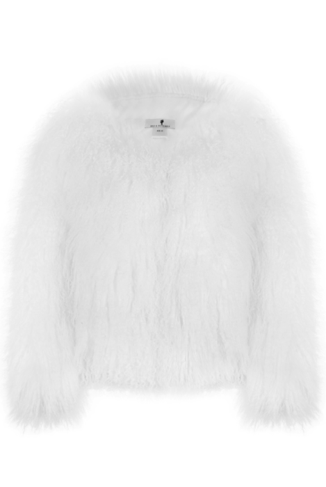 Шуба (полушубок) "Лорель" белая, мех лама (натуральный) 62 см.