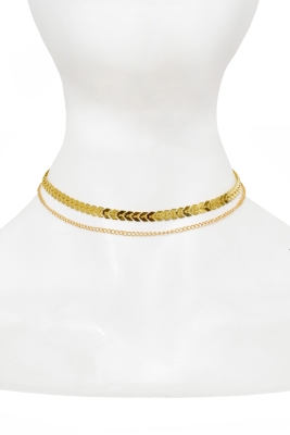 Чокер - колье (цепочка) "Колос" золотистая (2 нити)