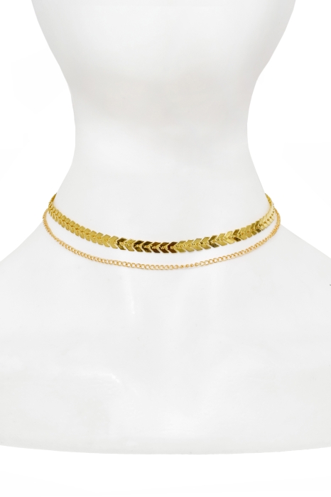 Чокер - колье (цепочка) "Колос" золотистая (2 нити)