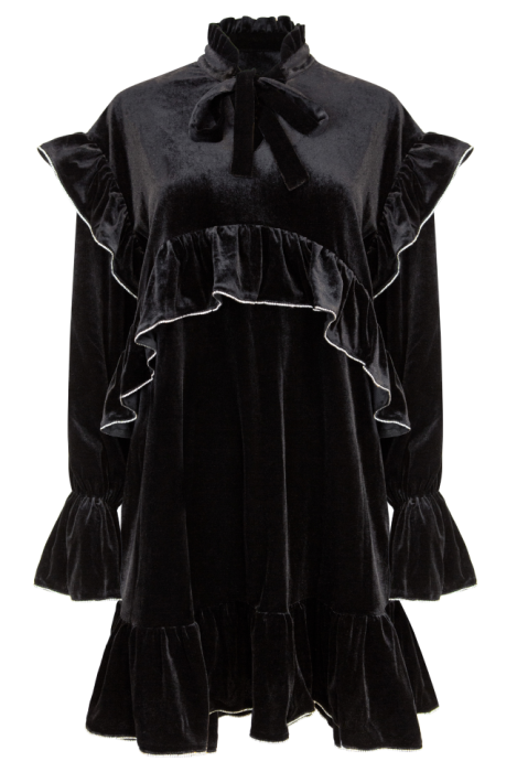 Платье "Вилора" черное, бархат, со стразами