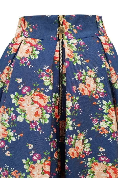 Юбка - пачка "Камея" синяя, принтованная, джинса, пышная