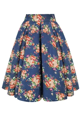 Юбка - пачка "Камея" синяя, принтованная, джинса, пышная