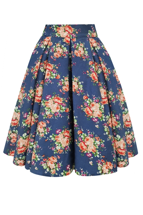 Юбка - пачка "Камея" синяя, принтованная, джинса, пышная