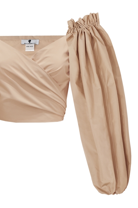 Блуза - топ "Рене" бежевая, объёмные рукава, на завязках