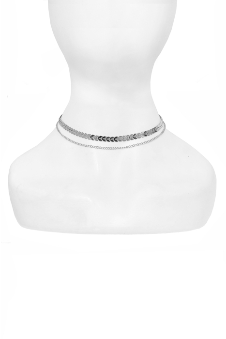 Чокер - колье (цепочка) "Колос" серебристая (2 нити)