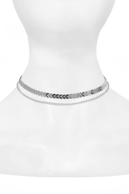 Чокер - колье (цепочка) "Колос" серебристая (2 нити)