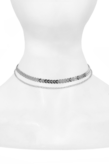 Чокер - колье (цепочка) "Колос" серебристая (2 нити)