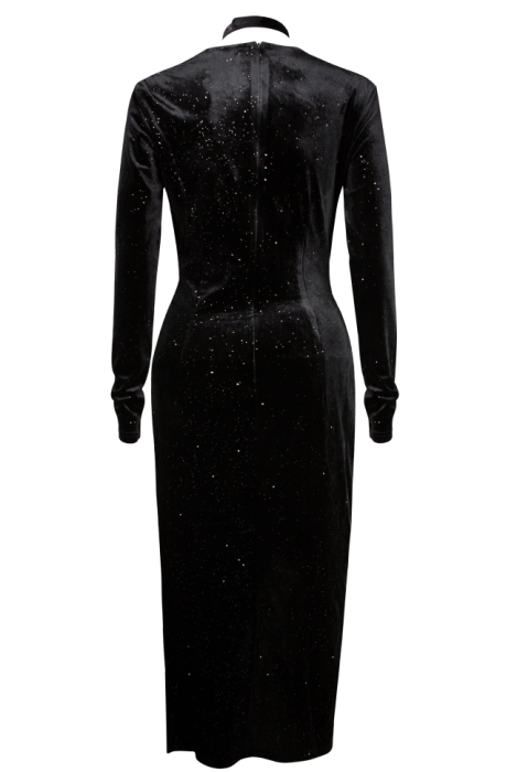 Платье "Мун" черное, бархат с люрексом, миди