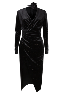 Платье "Мун" черное, бархат с люрексом, миди
