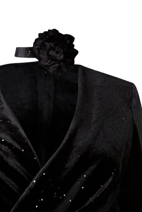 Платье "Мун" черное, бархат с люрексом, миди