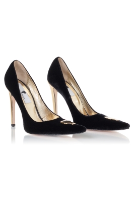 Туфли "Эмми" бархат черные с лого
