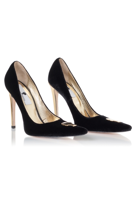 Туфли "Эмми" бархат черные с лого