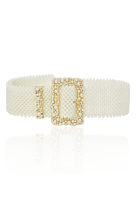 Пояс (ремень) молочный, из мелкого жемчуга, широкий (65 мм)