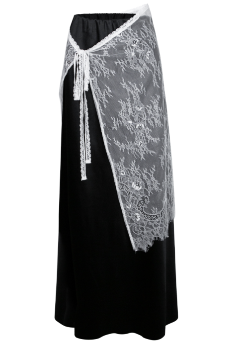 Пояс-баска "Кенна", кружевная на завязках, белая, миди