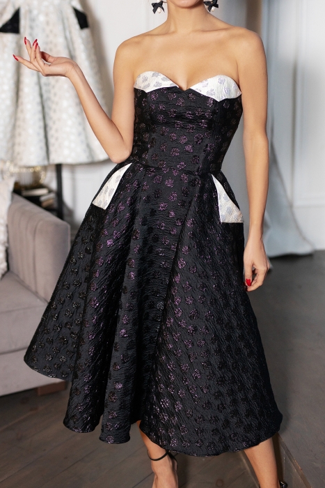 Платье "Фрейя" черное, жаккард розы