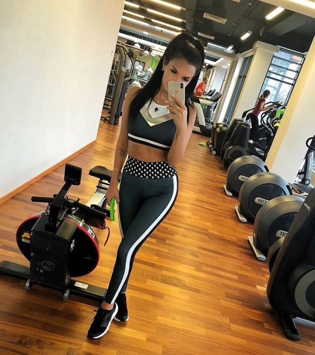 Лосины "Фит" графит с белой вставкой (геометрия)