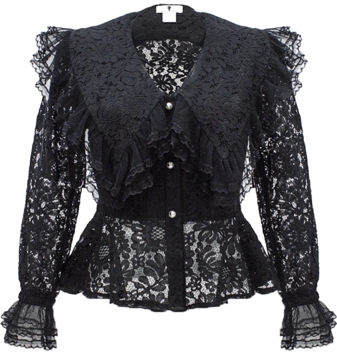 Блуза "Сейлор" черная, кружево, широкий воротник с воланами