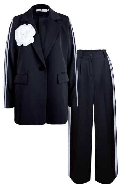 Костюм "Мерфи" черный, с лампасами + брошь