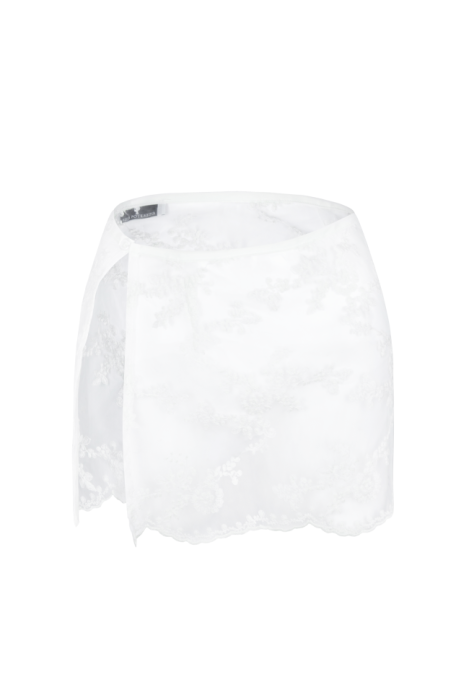 Пояс-баска "Кенна", кружевная на завязках, молочная, мини