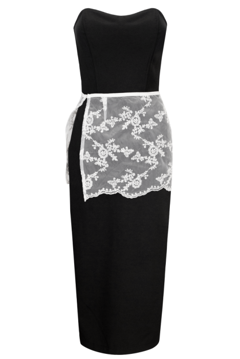 Пояс-баска "Кенна", кружевная на завязках, молочная, мини