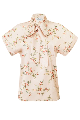 Блуза "Дафна" нюдовая, принтованная