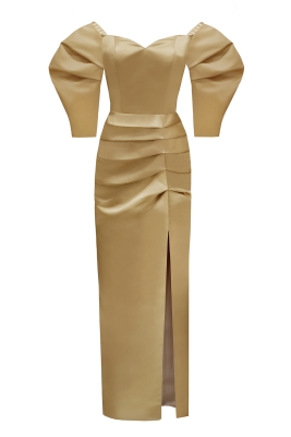 Платье "Эльзи" макси, золотистое, атлас