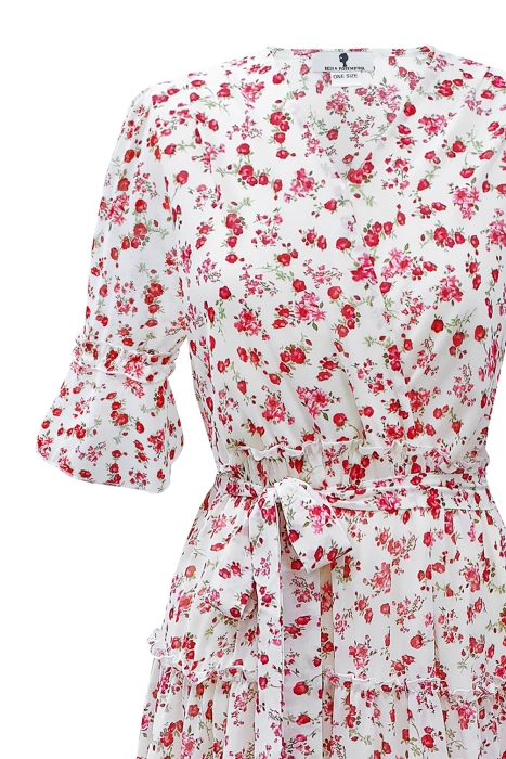 Платье "Энелла" белое, принт цветы, РОСТ 165