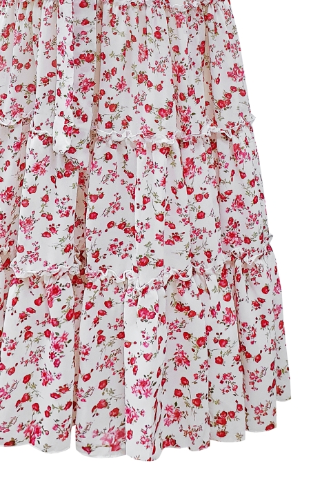 Платье "Энелла" белое, принт цветы, РОСТ 165