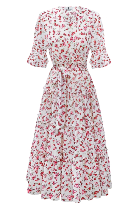 Платье "Энелла" белое, принт цветы, РОСТ 165