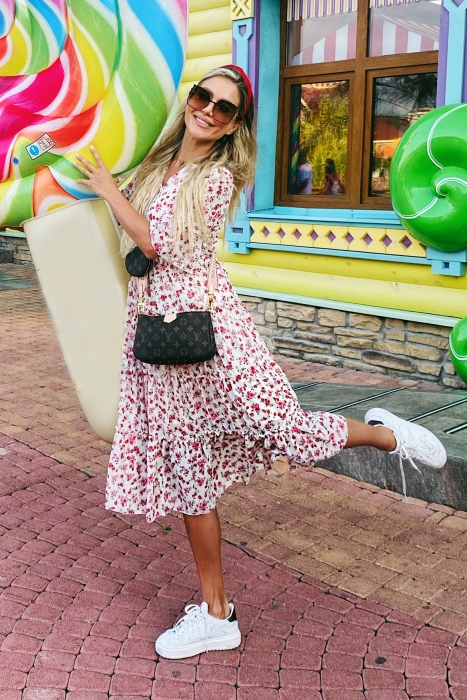 Платье "Энелла" белое, принт цветы, РОСТ 165