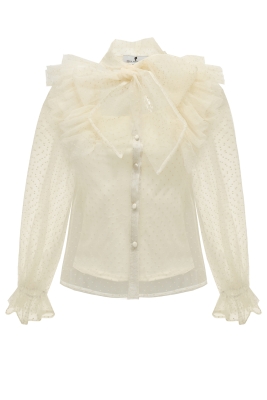 Блуза "Санди" нюдовая, в горох, фатин, с топом