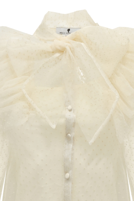 Блуза "Санди" нюдовая, в горох, фатин, с топом