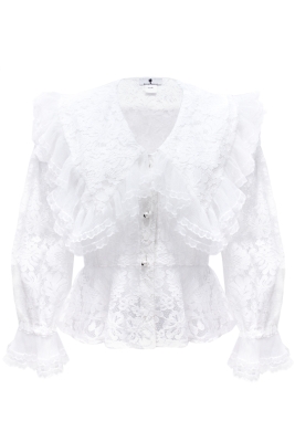 Блуза "Сейлор" белая, кружево, широкий воротник с воланами