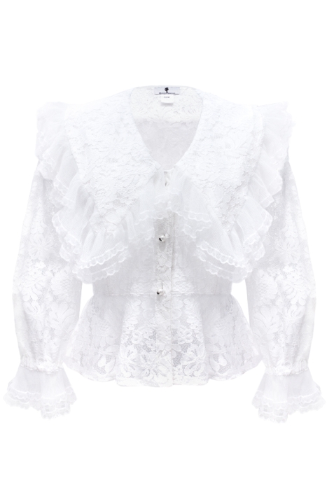 Блуза "Сейлор" белая, кружево, широкий воротник с воланами