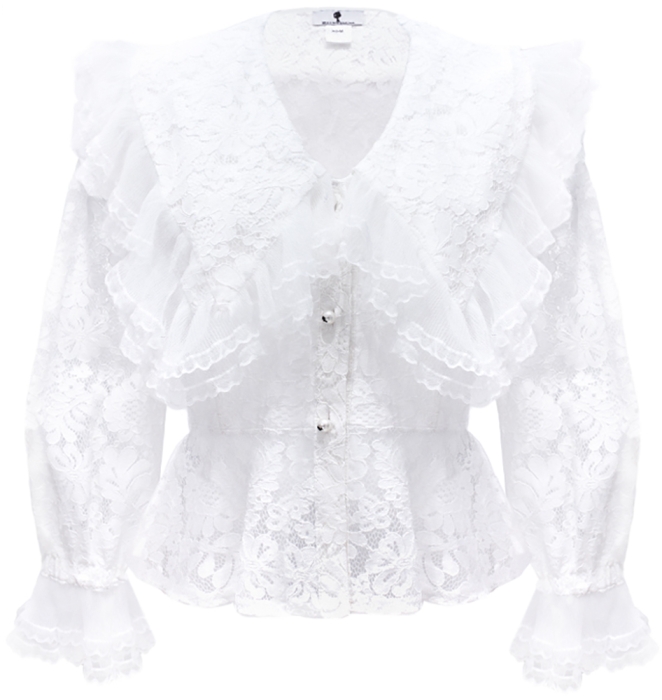 Блуза "Сейлор" белая, кружево, широкий воротник с воланами
