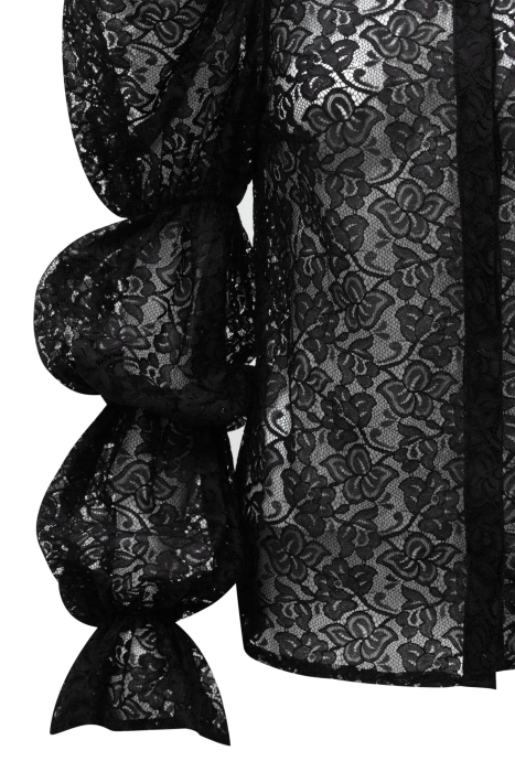 Блуза - рубашка "Арлин" черная, кружево, рукава фонарики