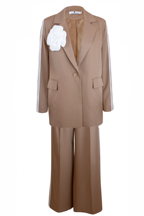 Костюм "Мерфи" бежевый, с лампасами + брошь