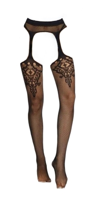 Колготки - чулки "Ажур" черные, имитация подтяжек, сетка