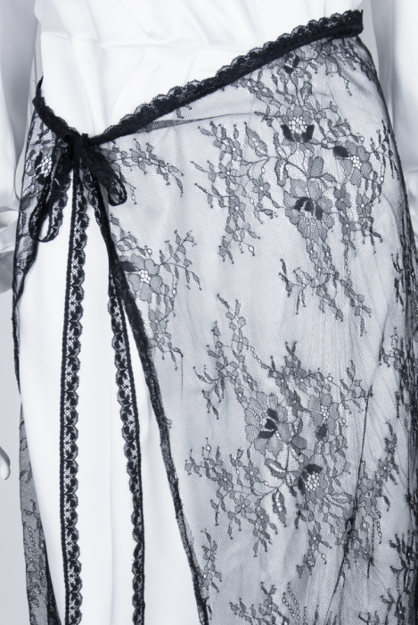 Пояс-баска "Кенна", кружевная на завязках, черная, миди