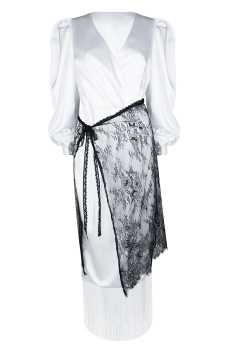 Пояс-баска "Кенна", кружевная на завязках, черная, миди