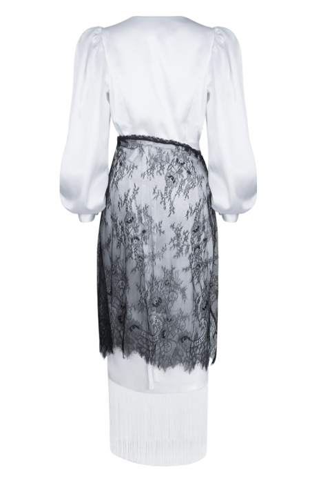 Пояс-баска "Кенна", кружевная на завязках, черная, миди