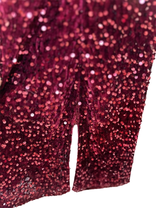 Юбка "Райя" бордо, бархат, пайетки, прямая, миди