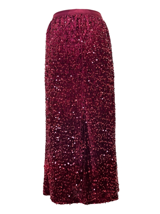 Юбка "Райя" бордо, бархат, пайетки, прямая, миди