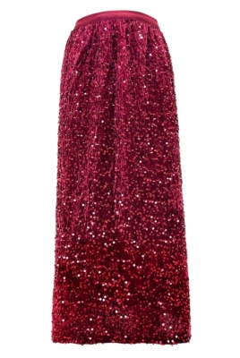 Юбка "Райя" бордо, бархат, пайетки, прямая, миди