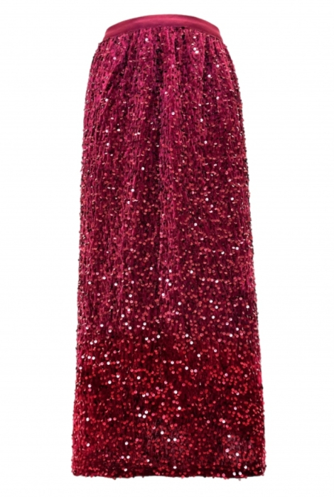 Юбка "Райя" бордо, бархат, пайетки, прямая, миди