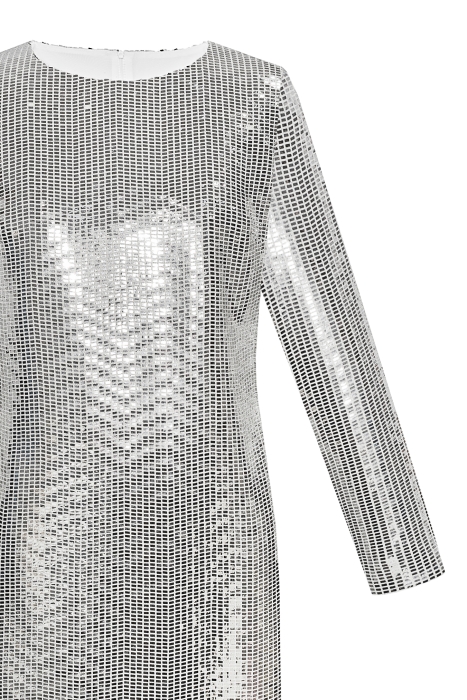 Платье "Мэррит" серебристое, прямоугольные пайетки на трикотаже