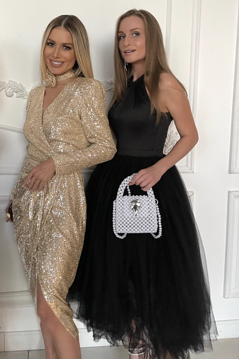 Платье-пачка "Шарлотта" черное, с жемчугом