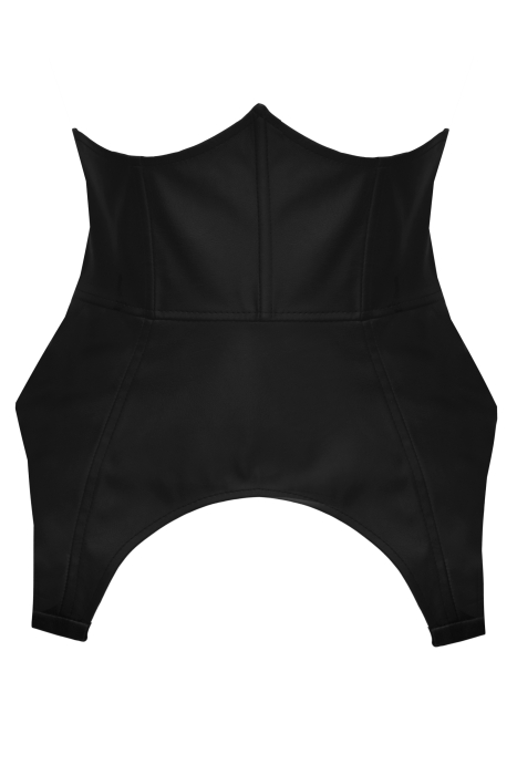 Пояс - корсет - баска черная, эко-кожа, на шнуровке, имитация подвязок